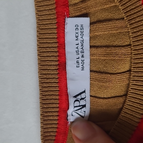 Tan Long Sleeve Shirt with Red Stripe - Picture 3 of 5